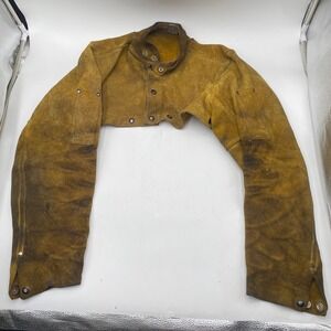 Unbranded Leather Welding Cape Sleeves Jacket Mens L Brown Protective Workwear